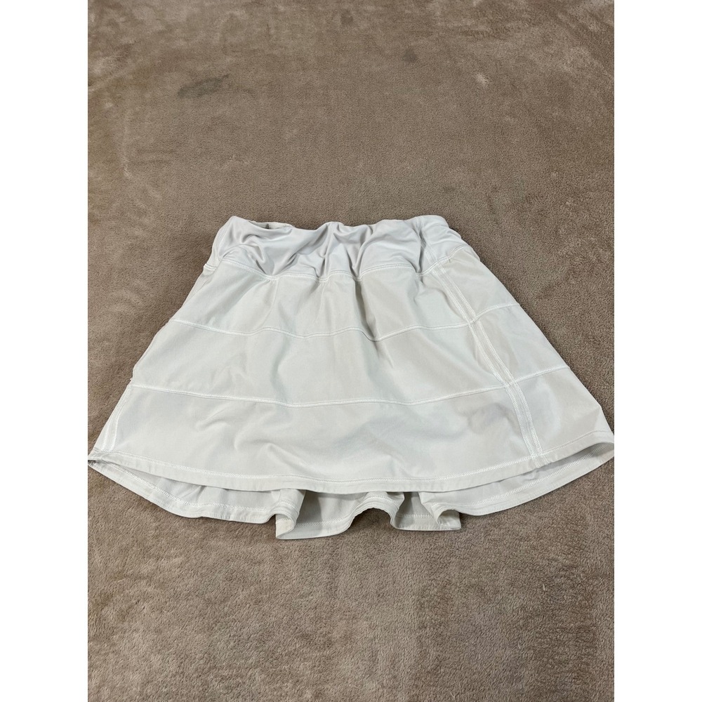 Lululemon Pace Rival Mid-Rise Skirt Long Women's 6 Cream Recycled Polyester EUC